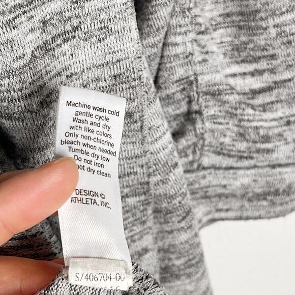 Athleta M Spacedye Gray Heather Drape Cardigan Sweater Open Front 3/4 Sleeve - Picture 9 of 10